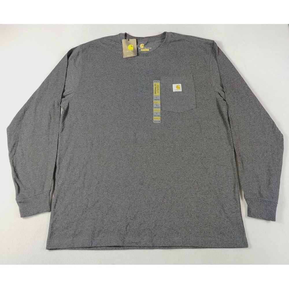 Carhartt Shirt Mens Large Gray Long Sleeve Pocket Tee Original Fit Workwear